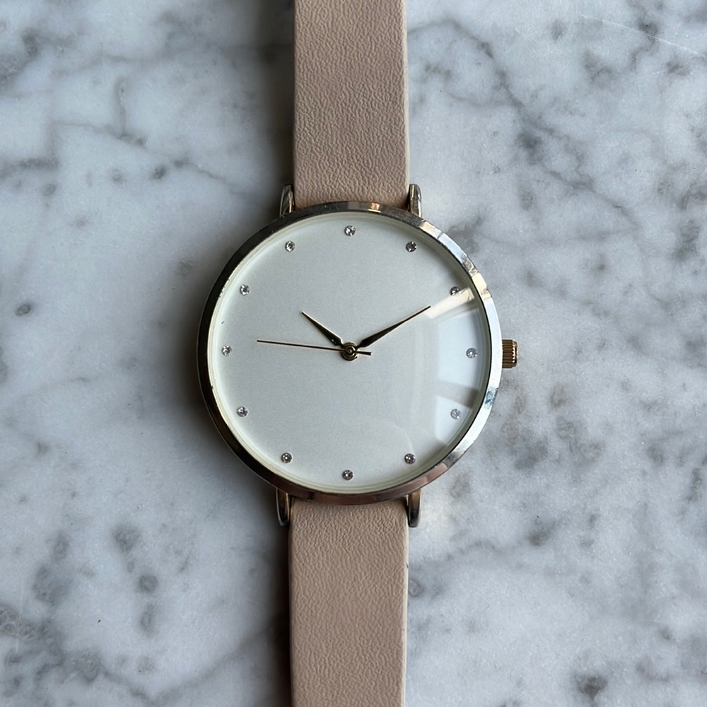 Pink Crystal Leather Watch